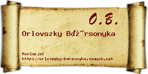 Orlovszky Bársonyka névjegykártya